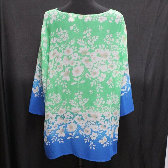 Valerie Stevens Floral Sheer Women's V-Neck Top - Picture 4 of 7